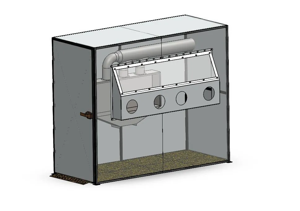 Cabina de trabajo con extracción, diseñada en CAD